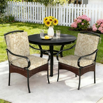 DYTXIII Outdoor Midback Chair Cushions Set of 2-20"x17" Water Repellent & Fade-Resistant Patio Seat Cushions with High-Resiliency Foam, Non-Slip Ties for Dining, Balcony Furniture-Tropical Oat - color: Tropical Oat
