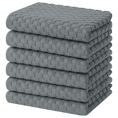 Homaxy 100% Cotton Terry Kitchen Towels(15" x 25", 6 Pack), Dark Grey | Soft and Super Absorbent Dish Towels, 380 GSM Reusable Tea Towel with Hanging Loop, Pineapple Grid Designed - color: Dark Grey, size: 15 x 25 - 6 Pack