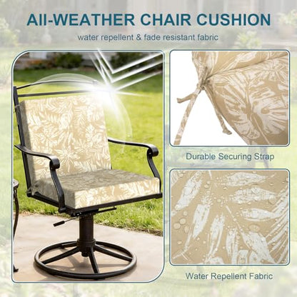 DYTXIII Outdoor Midback Chair Cushions Set of 2-20"x17" Water Repellent & Fade-Resistant Patio Seat Cushions with High-Resiliency Foam, Non-Slip Ties for Dining, Balcony Furniture-Tropical Oat - color: Tropical Oat