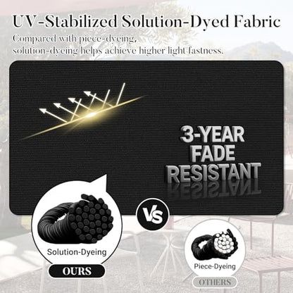 Basic Beyond Outdoor Cushions for Patio Furniture: Waterproof & UV Resistant Outdoor Chair Cushions Set of 4-19 x 19 x 3 Inch Thick Patio Chair Cushions with Adjustable Ties & Handle, Black - color: Black