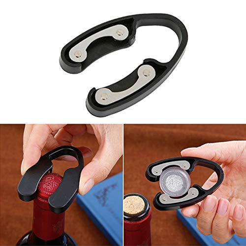 Wine Bottle Opener Set - 5 Piece Wine Opener Gift Set with Wine Stopper, Corkscrew Opener, Pourer Spout, Drip Ring, and Foil Cutter in Matte Wine Bottle Shaped Organizer Case - Black