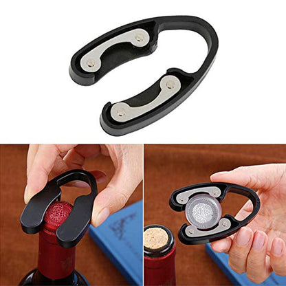 Wine Bottle Opener Set - 5 Piece Wine Opener Gift Set with Wine Stopper, Corkscrew Opener, Pourer Spout, Drip Ring, and Foil Cutter in Matte Wine Bottle Shaped Organizer Case - Black