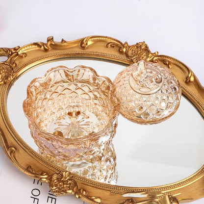 Crystal Glass Fall Candy Snack Barrel Storage Jar Embossed Luxury Cookie Buffet Canister With Lids Jewelry Box Jar Biscuit Containers(Amber) - color: Butterfly-Amber