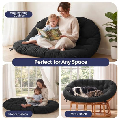 Papasan Chair Cushion Black - color: Black, size: 65x48 Inch