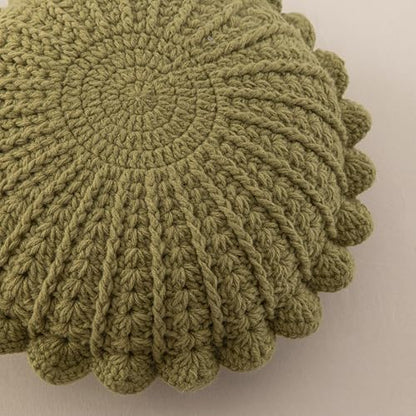 Knitted Throw Pillow Round Couch Pillow (Olive Green, 18inch) | Include Insert Handmade Decorative Plush Pillow Cute Cushion - color: Olive Green