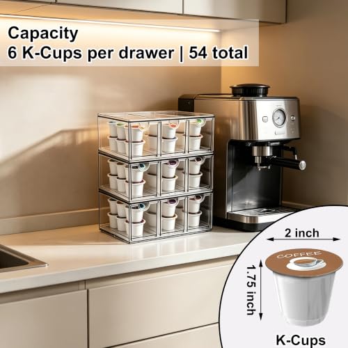 Prsildan Craft Art Supply Organizer Stackable Storage Drawer with 9 Drawers | Clear Acrylic, Tea Bag K Cup Organizer, for Kitchen Office Desk Vanity Makeup Organizer, 3 Pack - size: Stackable-9 Drawers