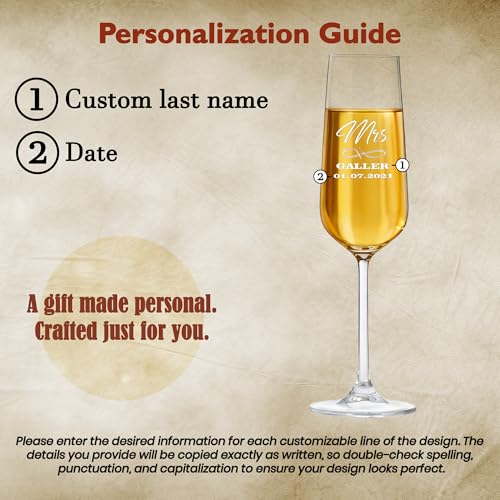 Personalized Mr and Mrs Champagne Flutes – Engraved Wedding Glasses with Last Name & Date, Custom Mr & Mrs Toast Glasses, Wedding Champagne Flutes (Champagne Flutes-D7) - color: Champagne Flutes-D7