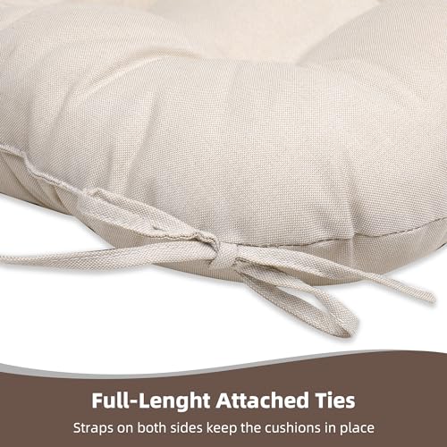 RACE LEAF Patio Chair Cushions 17x17 Inch 4 Pack, Thickened Outdoor Seat Cushions Water Resistant with Non-Slip Ties & Stain Resistant Tufted Design (Beige) - color: Beige, size: 17x17 Inch (Pack of 4)