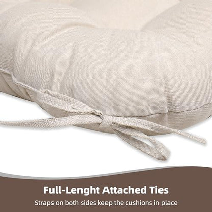 RACE LEAF Patio Chair Cushions 17x17 Inch 4 Pack, Thickened Outdoor Seat Cushions Water Resistant with Non-Slip Ties & Stain Resistant Tufted Design (Beige) - color: Beige, size: 17x17 Inch (Pack of 4)