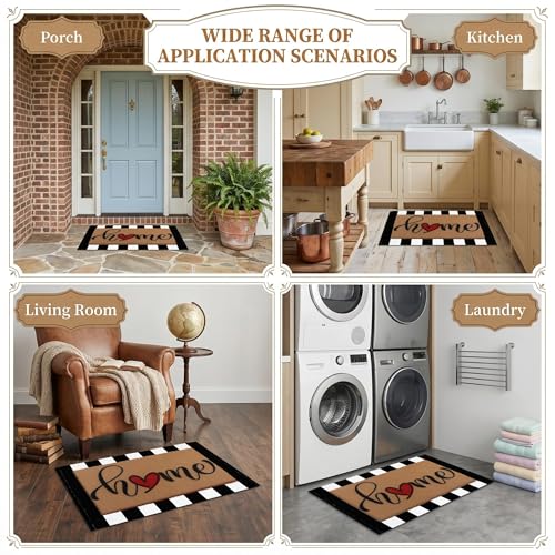 Arttown Welcome Front Coir Rug Door Mats Combo Set 17"x30"+24"x36" Stripes Welcome - color: Home