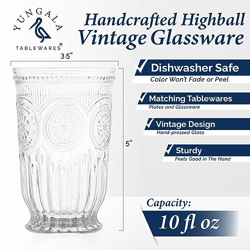 Clear Highball Glasses Set of 6 Tall Drinking Glasses 10 oz - color: Clear, size: Tall