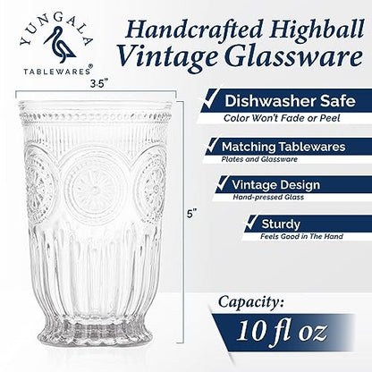 Clear Highball Glasses Set of 6 Tall Drinking Glasses 10 oz - color: Clear, size: Tall