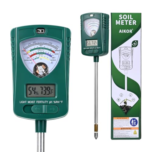 7-in-1 Soil Tester for Soil Moisture pH Fertility Light Intensity, Soil Temp, Air Temp & Humidity, with Pointer and LCD Display.for Garden, Farm, Lawn, Indoor/Outdoor Plant Monitoring.