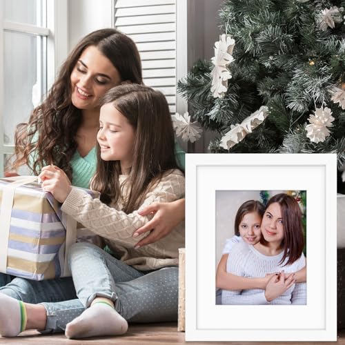 Golden State Art 11x14 White Picture Frame,Solid Wood&Real Glass,Mat 8x10 | 1 Pack 11x14 Photo Frame, White Mat Display for 8x10 Picture, Horizontal and Vertical Wall Mounting, Home Decor - size: 11x14 White, for (1) 8x10
