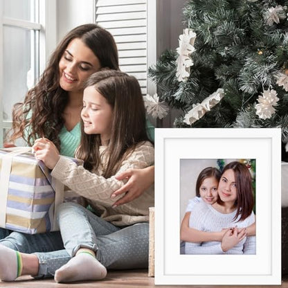 Golden State Art 11x14 White Picture Frame,Solid Wood&Real Glass,Mat 8x10 | 1 Pack 11x14 Photo Frame, White Mat Display for 8x10 Picture, Horizontal and Vertical Wall Mounting, Home Decor - size: 11x14 White, for (1) 8x10
