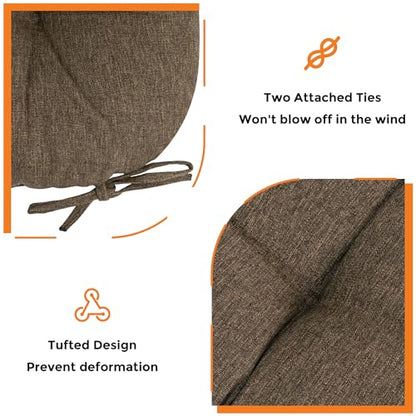 Magpie Fabrics Outdoor Tufted Seat Cushion 19"x19" Set of 2 (Dark Brown) | Waterproof Patio Chair Pads with ties Tatami Floor Pillow for Room Garden Balcony Office - color: Dark Brown