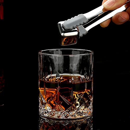 Whiskey Stones and Whiskey Glasses Set of 2, Cool Bourbon Gifts for Men | 6 Stainless Steel Chilling Whiskey Cubes, Scotch Bourbon Gift Set, Best Drinking Gifts for Him Dad Husband Birthday Holiday - style: Straight Glasses+Stainless Steel Stones