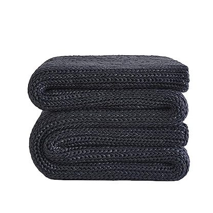 L'AGRATY Knitted Weighted Blanket - 48"x72" 12lbs Cooling Chunky Knit Heavy Blanket for Adults Braided Crochet Throw Thick Cable Yarn Knit Decorative No Beads Evenly Weighted Machine Washable | No Beads Evenly Weighted Machine Washable Chunky Braided Croc