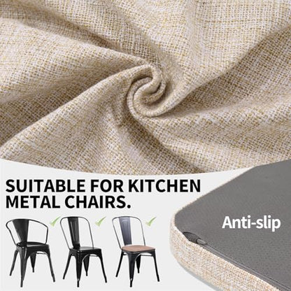 SINOSSO Memory Foam 14" Metal Chair Cushions 4 Pcs, Modern Interwoven Style Magnetic Chair Pads for Dining Kitchen Cafe Bistro Stackable Chair (U-Shape, Beige, 4) - color: Beige