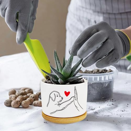 1Pcs Dog Window Garden Planter Pots with Drainage Tray, Ceramic Pot 3 Inch | Small Planters for Plants,Decoration for Outdoors,Home,Office,Dog Gifts for Women Men,Housewarming(No Plants Included) - style: Dog