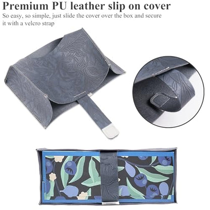 Leather Cover for Disposable Paper Hand Towel Box, Compatible with Kleenex Paper Hand Towel(1-Carved Dark Blue) - color: 1-carved Dark Blue