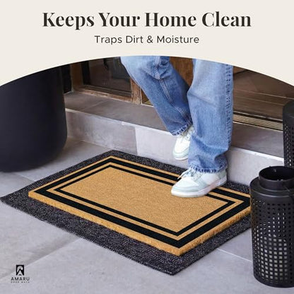 Coir Welcome Mat, Non-Slip, Edge, 17 x 29 in | 100% Natural Coir, Anti-Shedding, Durable PVC Backing, Traps Dirt and Mud, Indoor and Outdoor Entryway, Easy to Clean - color: Edge