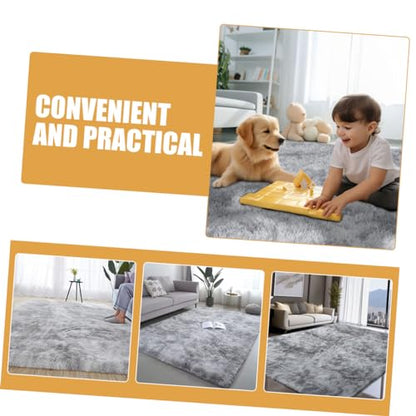 VALICLUD Fluffy Bedside Rug Soft Plush Area Carpet with Slip Backing Versatile for Living Room Bedroom and Hallway Decor Elegant Grey Design