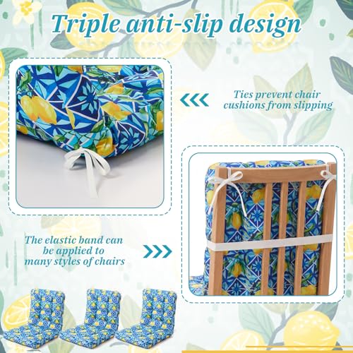 Hoteam 4 Set Outdoor Patio Chair Cushions 20 x 42 in Deep Seat Waterproof Patio Cushions Set for Furniture Replacement Removable Seat and Back (Mediterranean Lemon) - style: waterproof