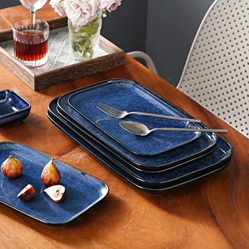 vancasso Stern Serving Platters Set of 3, 15/13/ 11 Inches Rectangular Serving Plates, Blue Serving Trays for Entertaining, Party - color: Blue, size: 3 Pieces