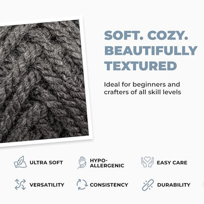 Mary Maxim Titan Bulky Yarn, Weight 5 Acrylic, Chunky Yarn for Crocheting and Knitting, Ideal for Thick, Soft Blankets, Throws, and Graph Style Sweaters, 80 Yards - Dark Grey - 1 Skein - color: Dark Grey