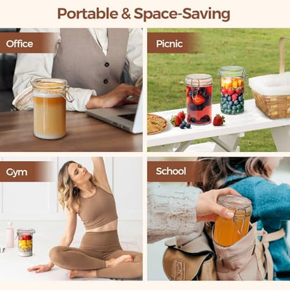 ComSaf Small 16 oz Glass Jars with Airtight Lids 6 Pack Pickling Pantry | Sourdough starter, Overnight oats, Fermenting coffee spices, Pantry organization, Pickling fermenting, Clear glass - size: 17oz*6