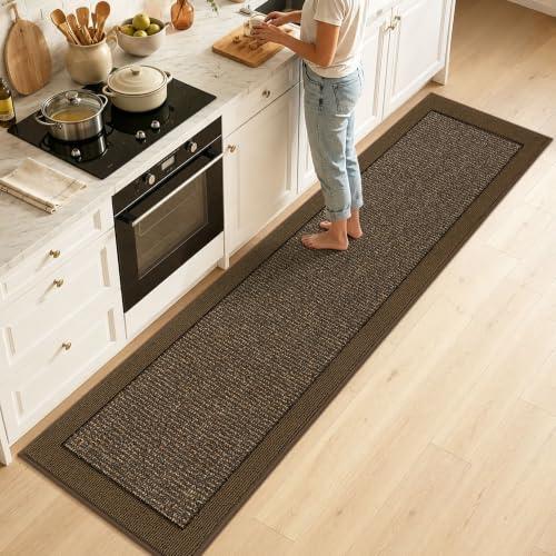 BEQHAUSE Kitchen Runner Rug 31"x120", Non Slip Kitchen Mat Washable, Brown | Kitchen Mats for Floor, Extra Absorbent and Stain Resistant Kitchen Rugs for Laundry, Entryway, Hallway & Sink - color: Brown, size: 31" X 120" (Rectangular)