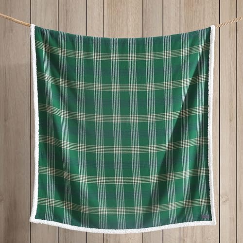 Eddie Bauer - Throw Blanket, Soft & Reversible Cotton Flannel Bedding, Throw Blanket for Couch or Bed (Union Bay Green, 50" x 60") - color: Union Bay Green