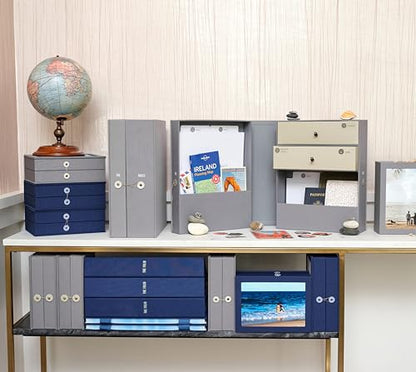 Savor | Travel and Adventure All-in-One Organizer | One Convenient Home to Keep Your Travel and Adventure Keepsakes, Mementos, Guides, Maps, Photos, Badges and Souvenirs Safe and Organized - color: Slate - No Customization, style: Travel Keepsake Box