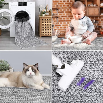 ROYHOME Hallway Runner Rug 2x8 Print Braided Washable Runner Rug for Entryway - color: Grey, size: 2' x 8' (Rectangular)