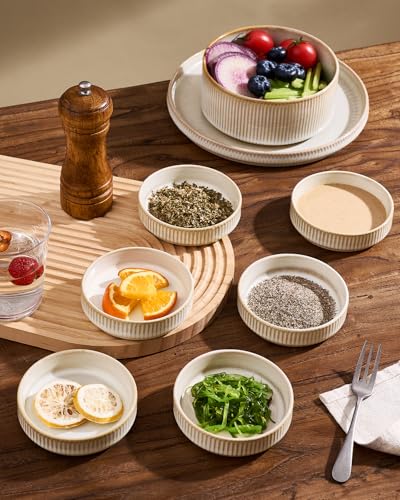 famiware Soy Sauce Dish, 4oz Dipping Bowls Set of 12, Cappuccino White | Ceramic Individual Dip Sauce Cups/Dishes/Plates, Small Serving Bowls for Side Dishes, Condiments, Sushi, Reactive Glaze - color: Cappuccino White, size: 12pcs