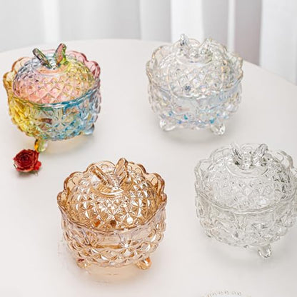 Crystal Glass Fall Candy Snack Barrel Storage Jar Embossed Luxury Cookie Buffet Canister With Lids Jewelry Box Jar Biscuit Containers(Amber) - color: Butterfly-Amber