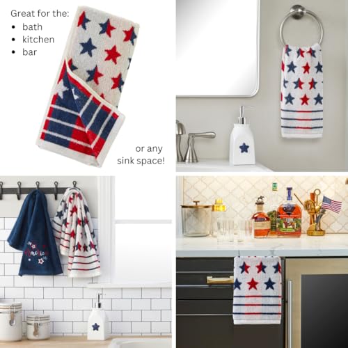 SKL Home Patriotic 4th of July Red White and Stars Hand Towel Set, 2 Count - color: Red White and Stars
