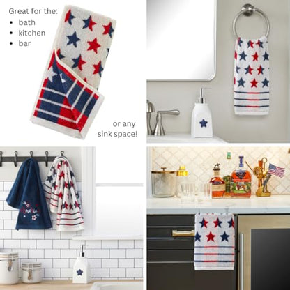 SKL Home Patriotic 4th of July Red White and Stars Hand Towel Set, 2 Count - color: Red White and Stars