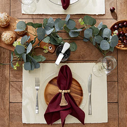 DII Basic Everyday Ribbed Tabletop 100% Cotton, Placemat Set, 13x19, Natural, 6 Piece - color: Natural, size: 13x19"