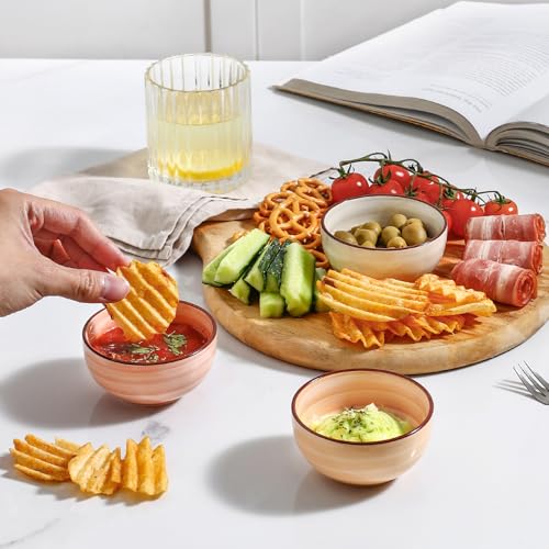 Selamica Ceramic Dipping Bowls, 4 OZ Mini Bowls for Sauce, Condiments, Side Dishes, Charcuterie Boards, Microwave Dishwasher Safe, 3.5 Inch, Set of 6, Maillard - color: Maillard, size: 4 Oz