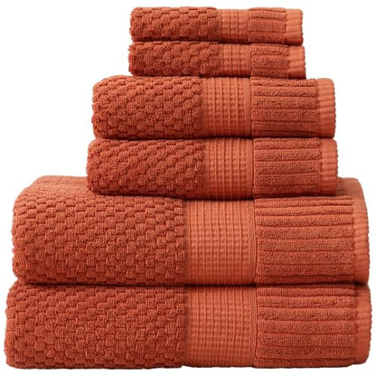 100% Cotton 6 Piece Bath Towel Set | Clay Towels | Oeko‑TEX Standard 100 | Soft & Absorbent, Quick‑Dry | Trinity Collection - Baked Clay - color: Baked Clay, size: 6 Piece Set