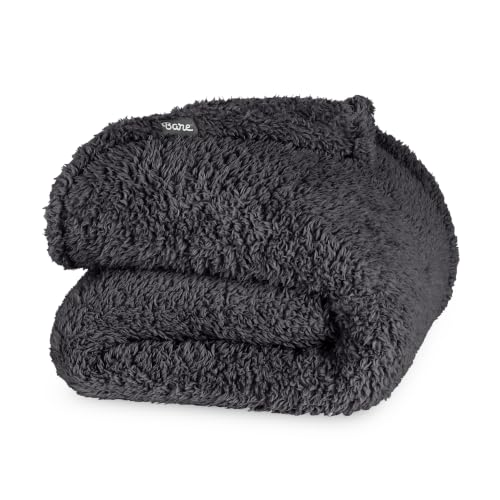 Bare Home Faux Shearling Blanket (King, Solid Forged Iron Grey) | Blanket for Bed, Sofa, Couch, Camping, Travel, and Gifts, Warm & Lightweight, Fluffy & Soft - color: 02 - Solid Forged Iron Grey, size: King