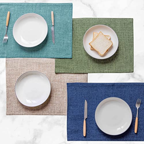 Home Brilliant Placemats Set of 4 Linen Blue Placemats Heat Resistant Dining Table Place Mats Kitchen Table Mats, Indigo - color: Indigo, size: Placemats 13" x 19", Set of 4