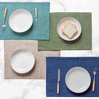 Home Brilliant Placemats Set of 4 Linen Blue Placemats Heat Resistant Dining Table Place Mats Kitchen Table Mats, Indigo - color: Indigo, size: Placemats 13" x 19", Set of 4