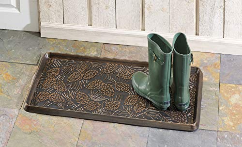 HF by LT Pine Cone Rubber Boot Tray, 32 x 16 inches, One-Piece Seamless Construction, Durable Vulcanized Rubber, Year Round Use Indoors or Outdoors, Copper - color: Pine Cone