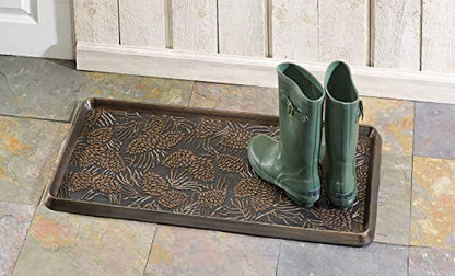 HF by LT Pine Cone Rubber Boot Tray, 32 x 16 inches, One-Piece Seamless Construction, Durable Vulcanized Rubber, Year Round Use Indoors or Outdoors, Copper - color: Pine Cone