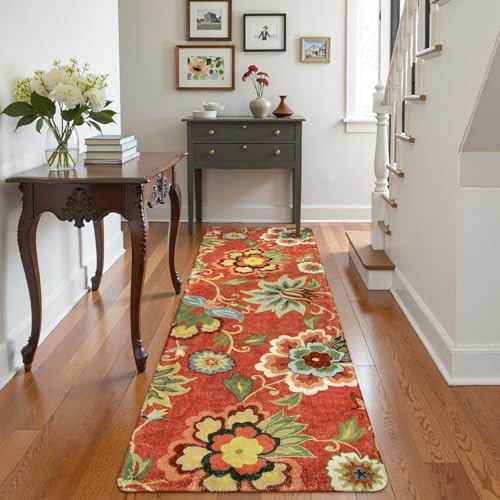 Lahome Floral 2x6 Washable Hallway Runner, Vintage Soft Non-Slip Carpet for Entryway Laundry Living RoomKitchen Runner Rug Cloris - color: 2-coral, size: 2' X 6' (Runner)