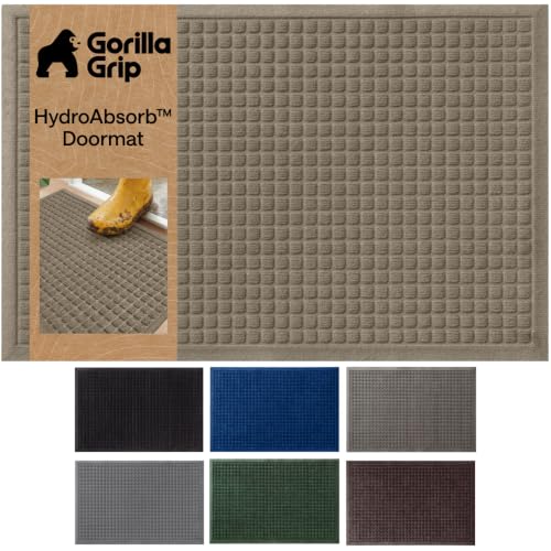 GORILLA GRIP® HydroABSORB Door Mat for Indoor Outdoor Use, 29x17 Beige | Front Door Mat Outside Entrance Traps Dirt and Moisture, Doormat Holds Up to 1.7 Cups Water, Stain and Fade Resistant - color: Beige, size: 29" X 17"