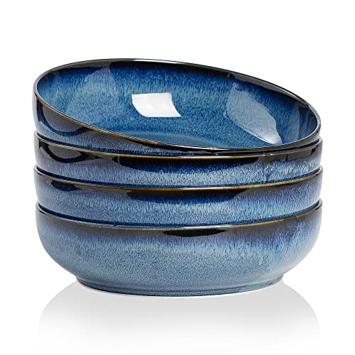 30oz Ceramic bowls set of 4-8" serving bowls for Kitchen,Pasta,Salad-Dishwasher & Microwave Safe Perfect for Housewarming, Thanksgiving, Christmas-Royal Blue - color: Royal Blue